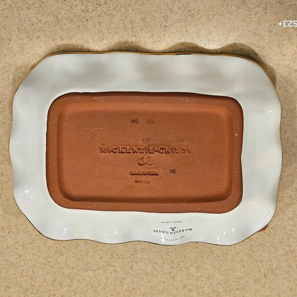 MACKENZIE CHILDS CARDINAL COURTLY CHECK AURORA CERAMIC TRAY RING HOLDER DISH - Picture 10 of 13